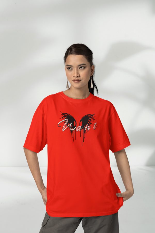 Hot Red Airdrop Oversized T-Shirt | Red Oversize T Shirt | Waht Cotton