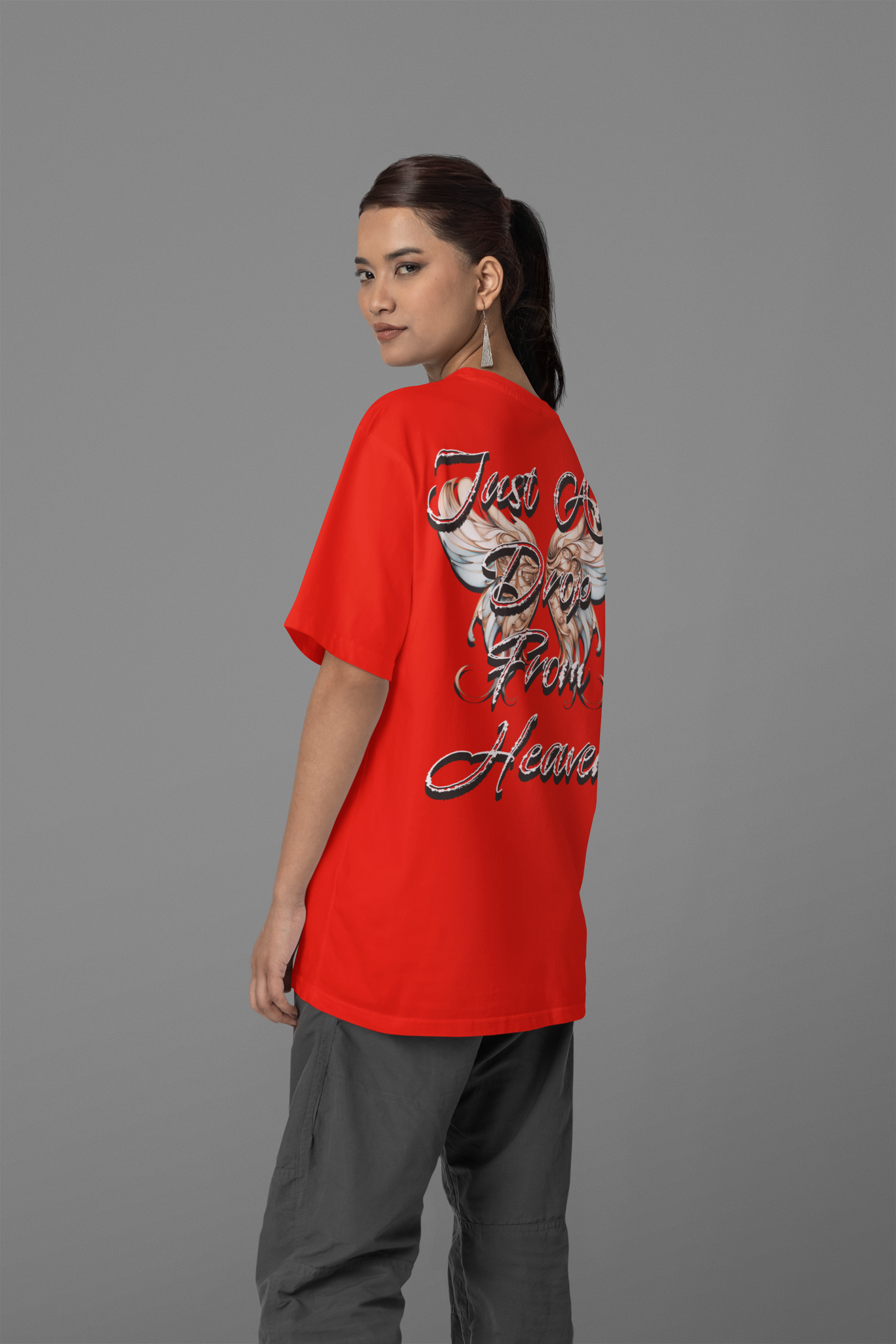 HOT RED AIR DROP OVERSIZED T-SHIRT