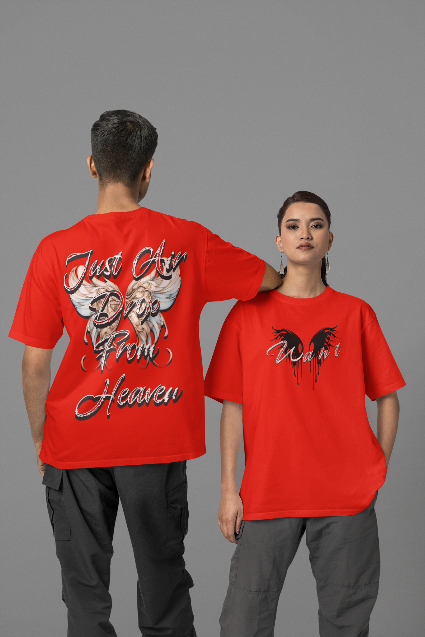 HOT RED AIR DROP OVERSIZED T-SHIRT