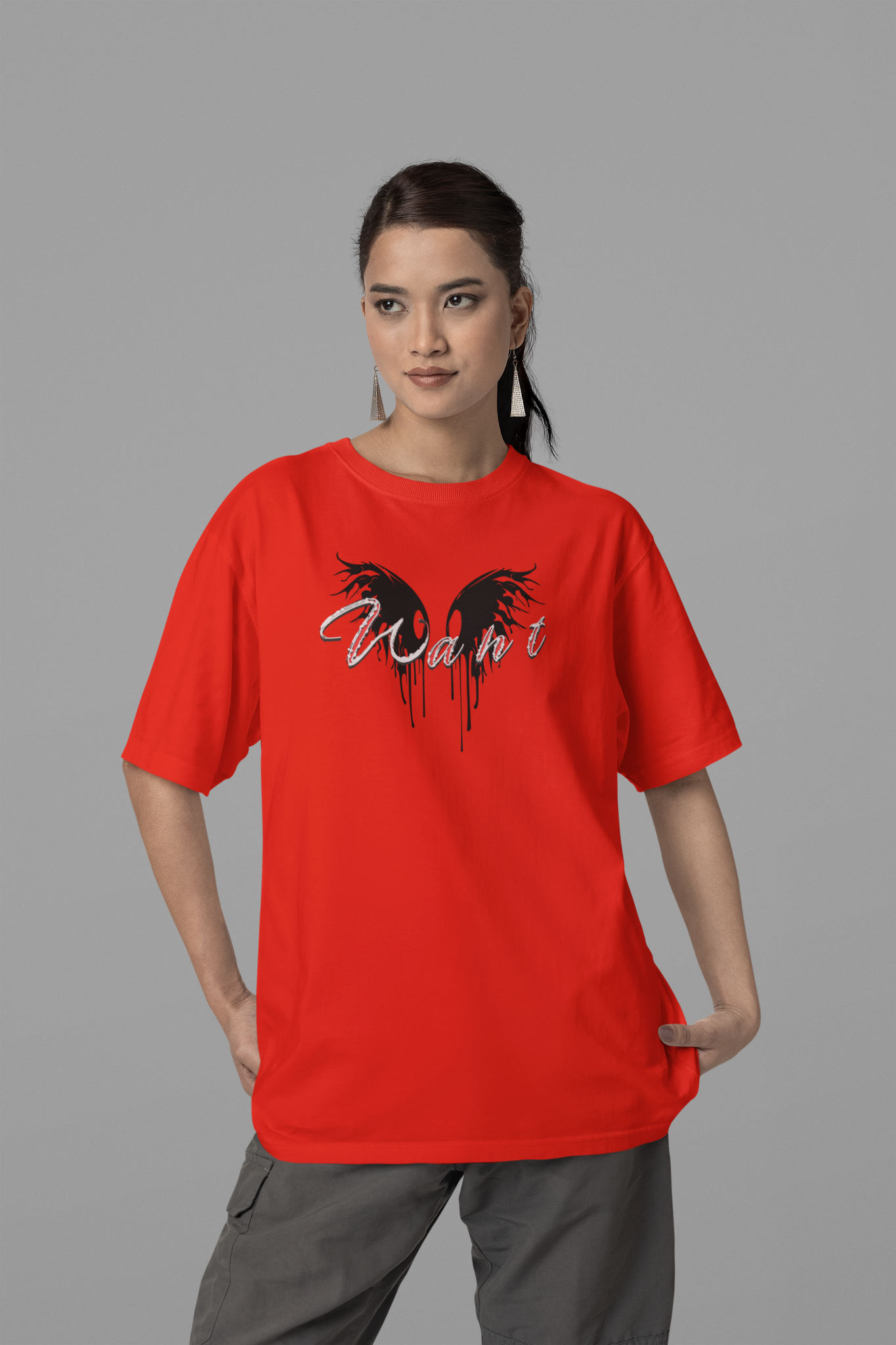 HOT RED AIR DROP OVERSIZED T-SHIRT