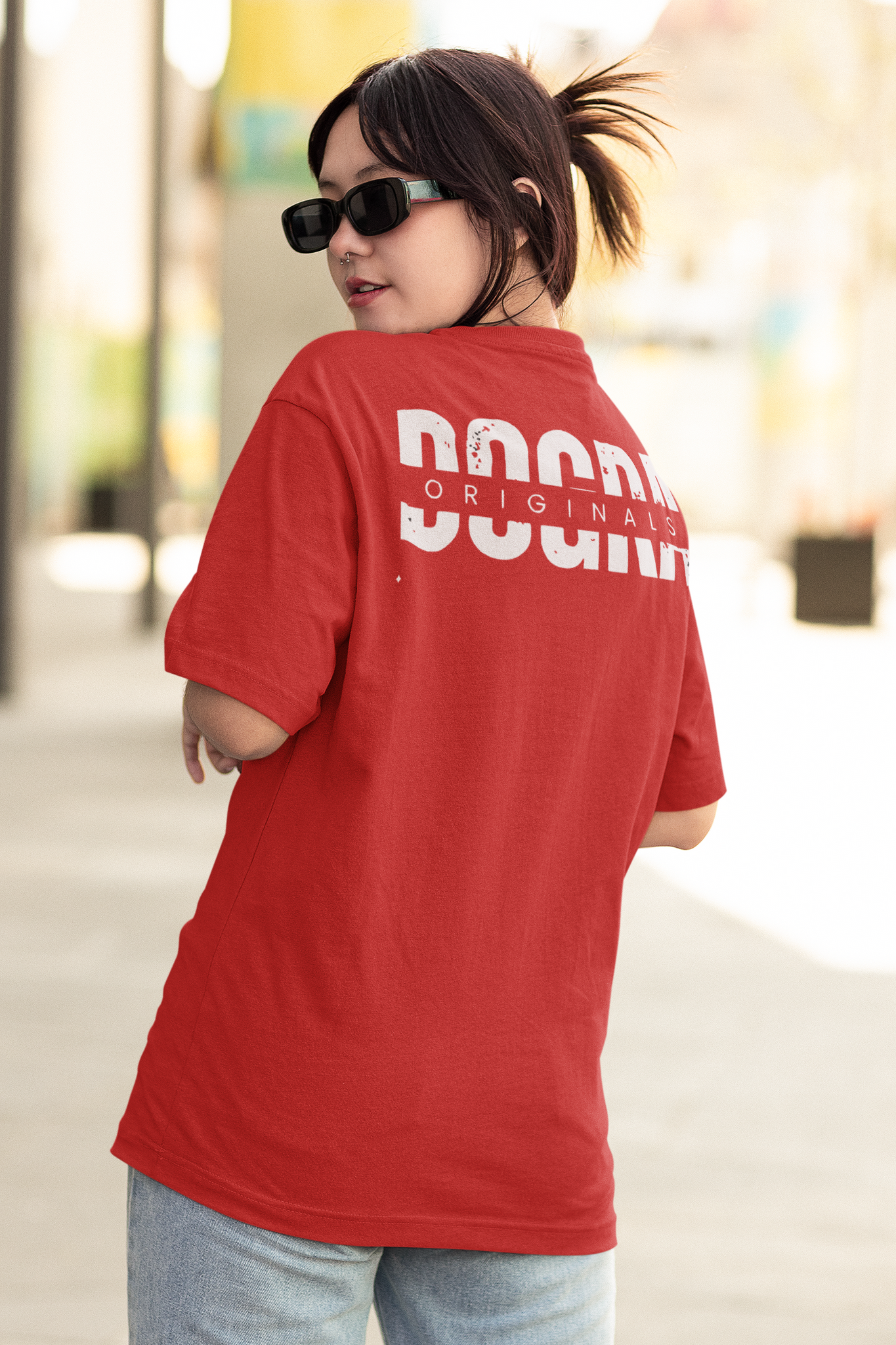 Oversized red outlet t shirt