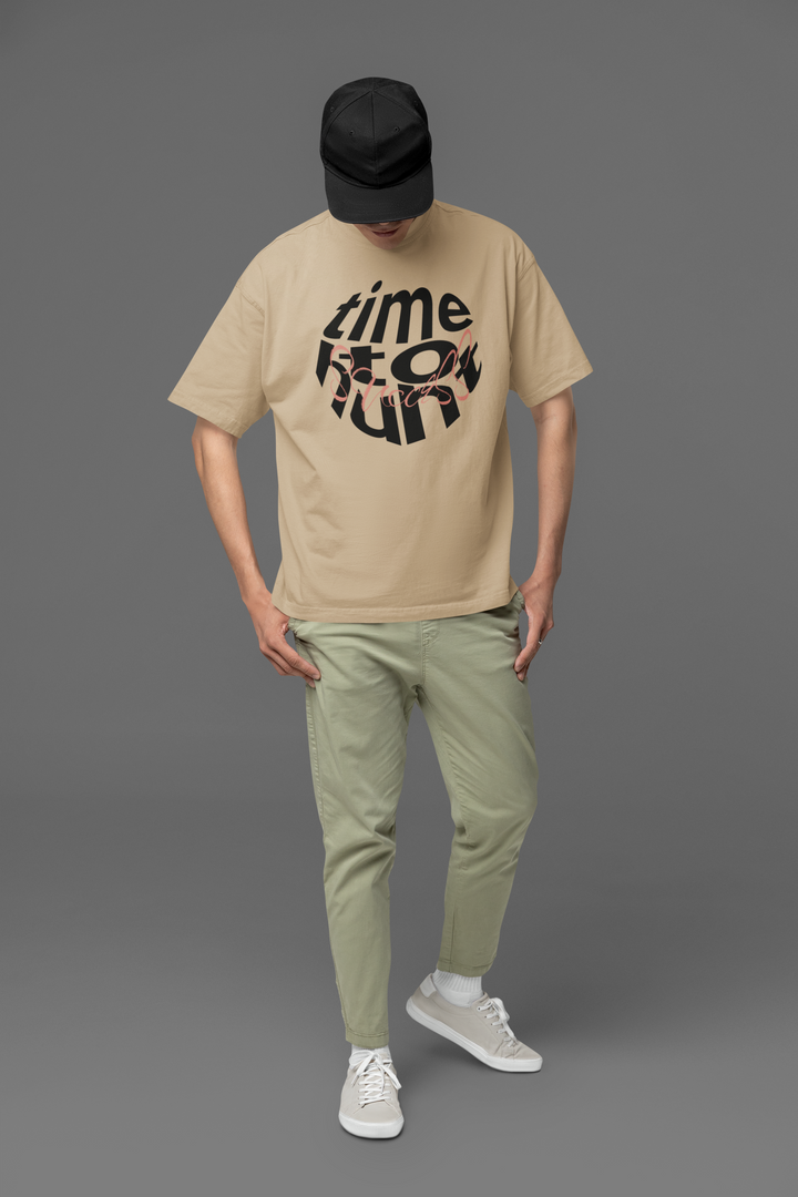 Beige Hunt Success Oversized T-Shirt Men