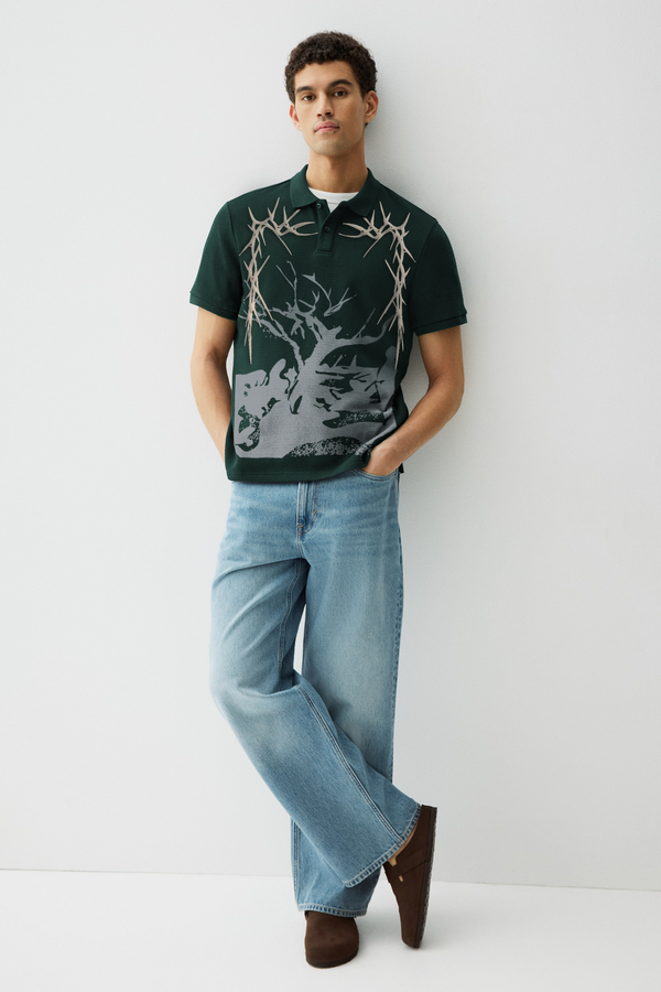 Deep Forest Green “Lost & Found” Graphic Polo